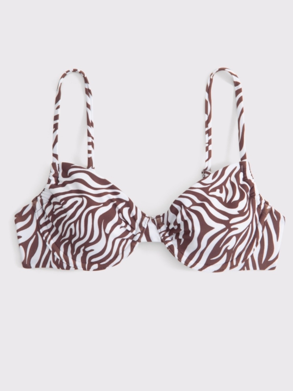 NWT Abercrombie & Fitch Brown and White Zebra Print Bikini Top Curve Love M